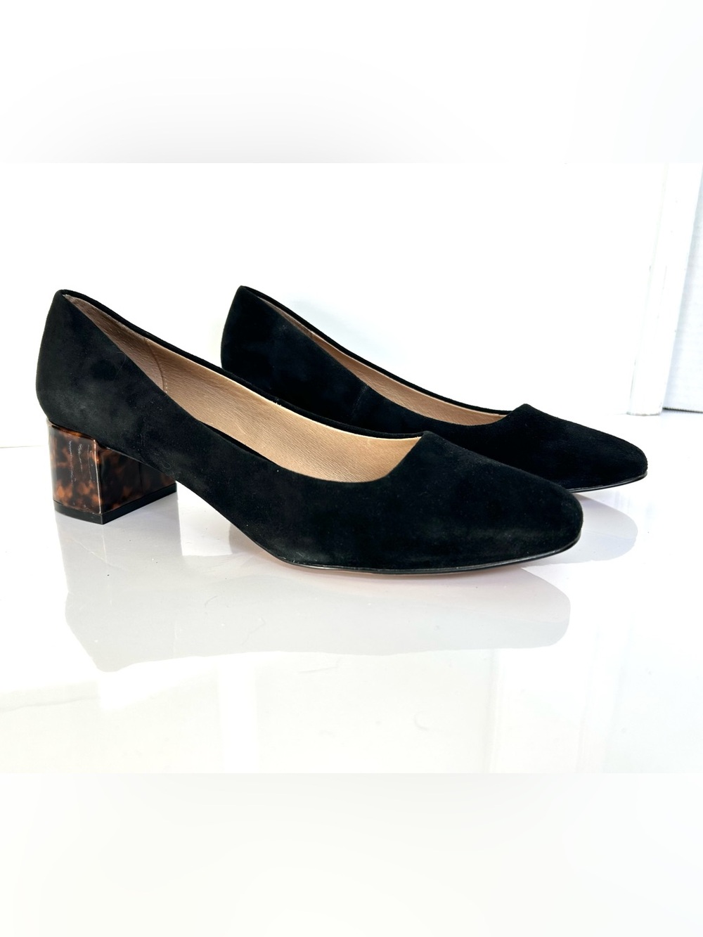 J Jill Suede Pumps with Tortoise Shell Block Heel